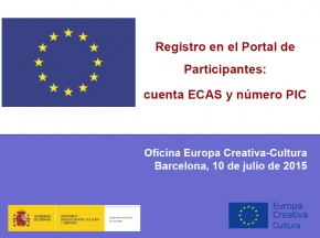 Presentació  Registre en el Portal de Participants - #EuropeCalls Cultura - Taller de projectes de cooperació europea